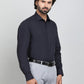 Navy Blue Solid Slim Fit Formal Shirt | Greenfibre