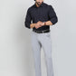 Navy Blue Solid Slim Fit Formal Shirt | Greenfibre