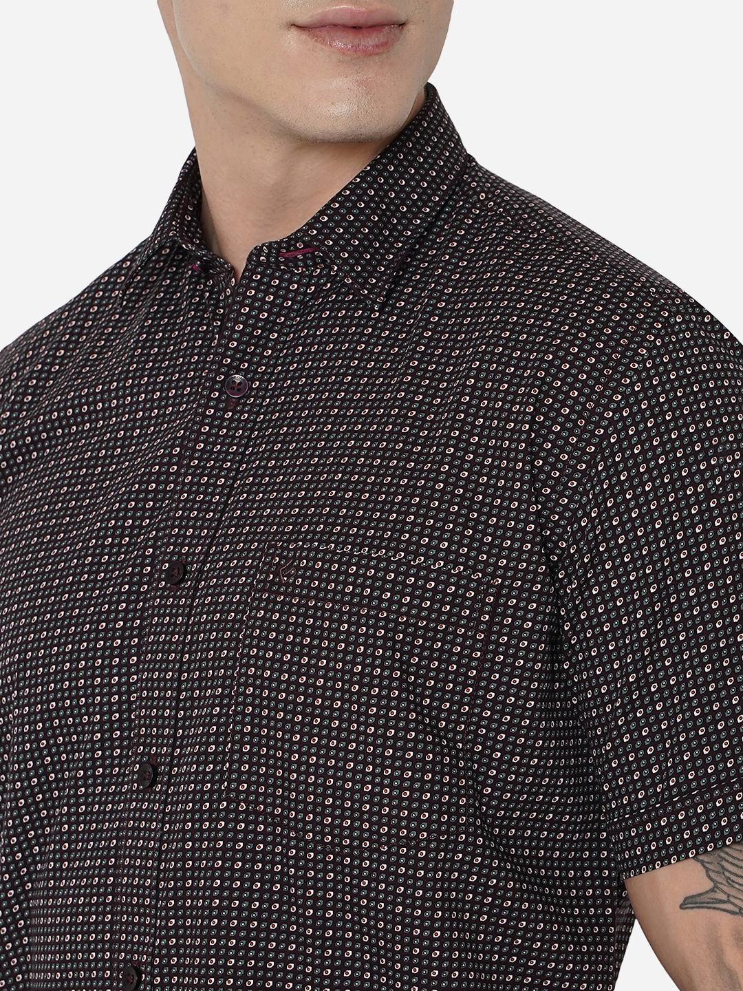 Coffee Bean Printed Smart Fit Casual Shirt | Greenfibre