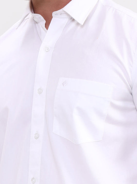 White Solid Smart Fit Semi Casual Shirt | Greenfibre