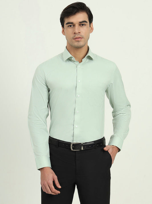 Pista Green Solid Regular Fit Formal Shirt | Greenfire