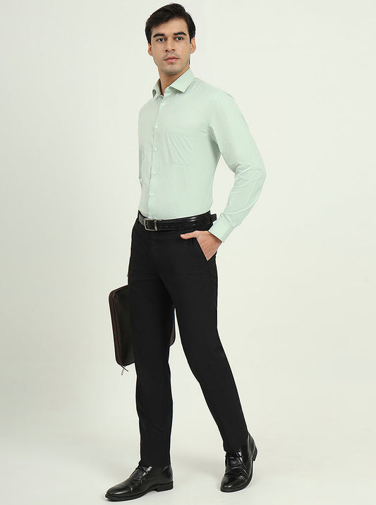 Pista Green Solid Regular Fit Formal Shirt | Greenfire
