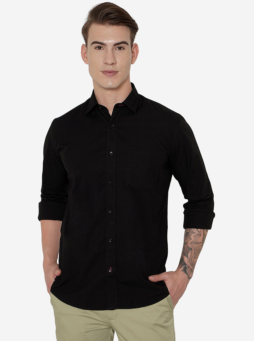 Black Checked Smart Fit Casual Shirt | Greenfibre