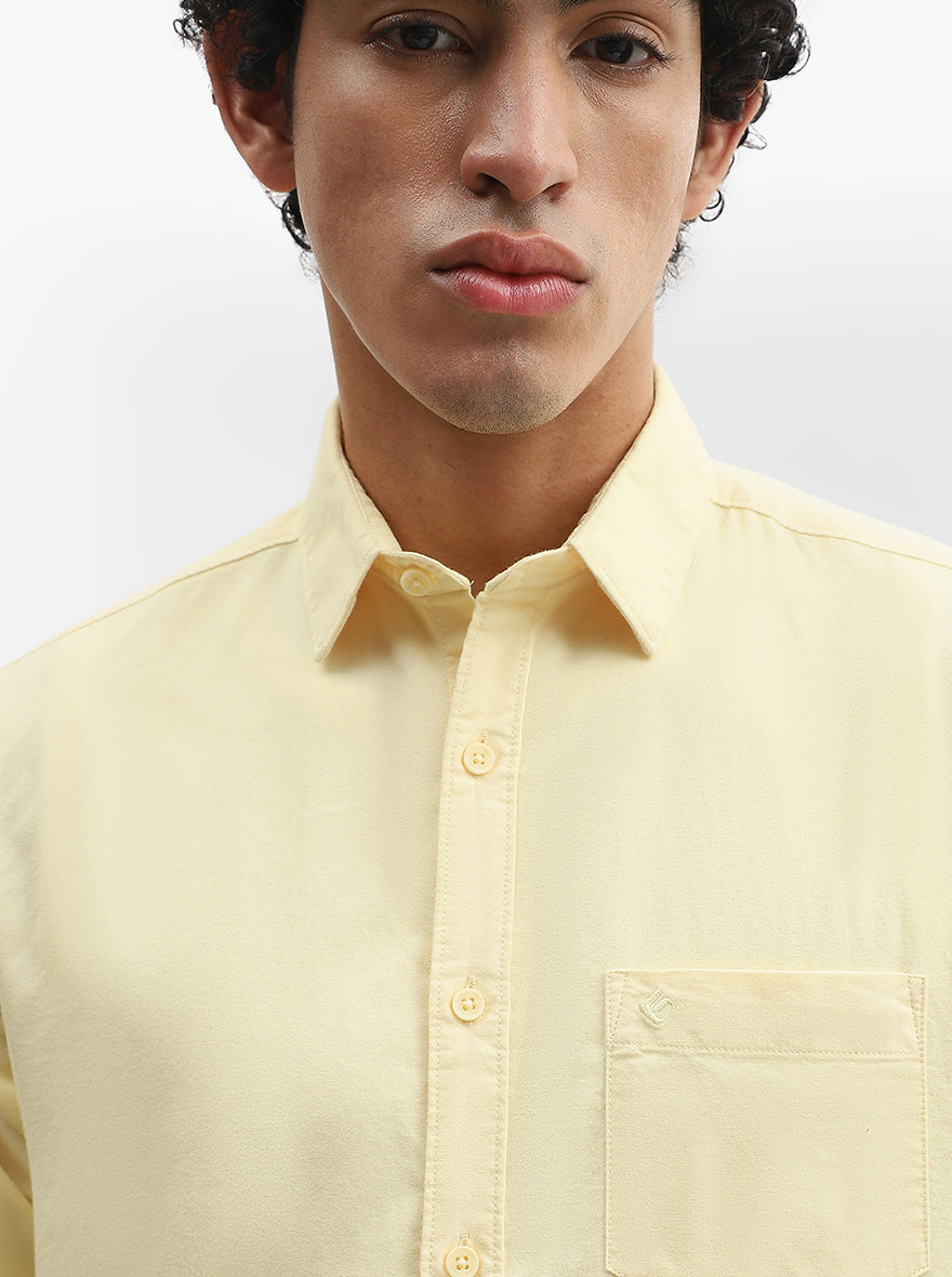 Yellow Printed Slim Fit Casual Shirt | Greenfibre