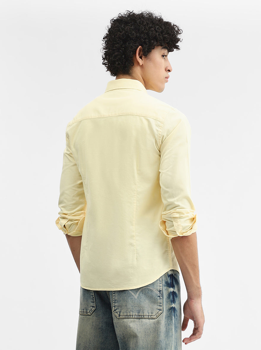 Yellow Printed Slim Fit Casual Shirt | Greenfibre