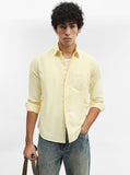 Yellow Printed Slim Fit Casual Shirt | Greenfibre