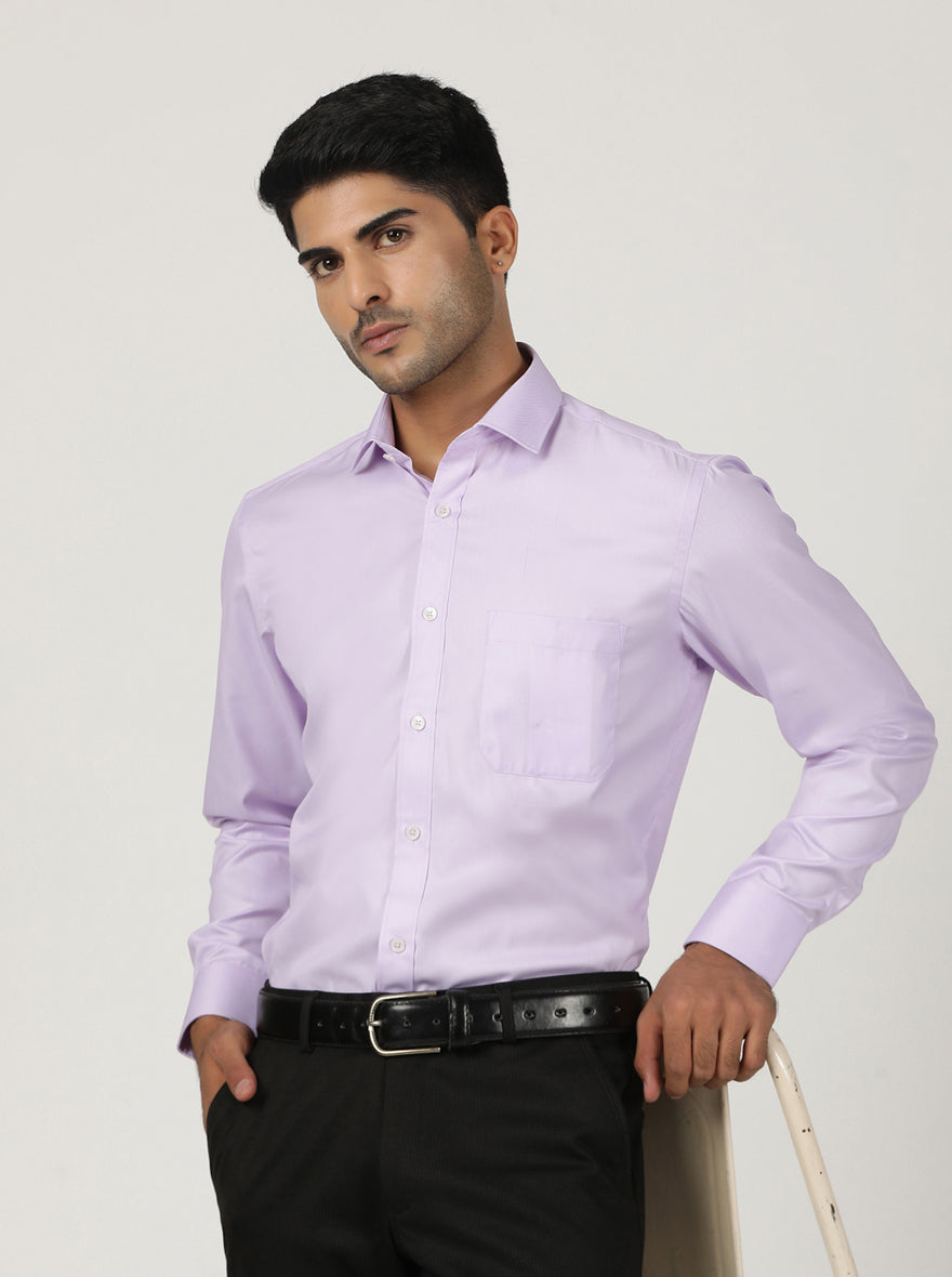 Purple Solid Slim Fit Formal Shirt | Greenfibre