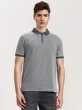 Grey & White Checked Slim Fit Polo T-Shirt | Greenfibre