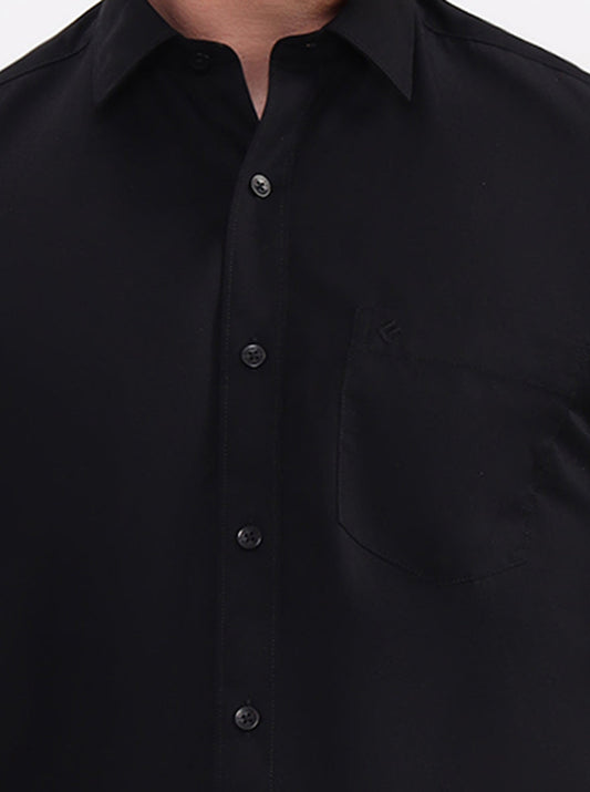 Black Solid Smart Fit Semi Casual Shirt | Greenfibre