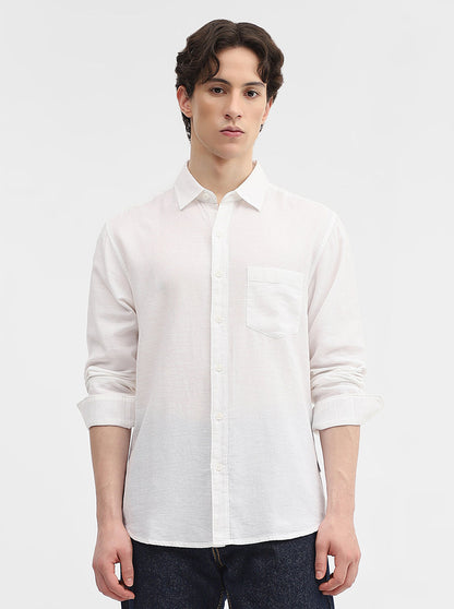 Snow White Solid Slim Fit Casual Shirt | Greenfibre