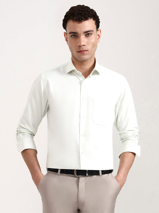 Pista Green Solid Slim Fit Formal Shirt | Greenfibre
