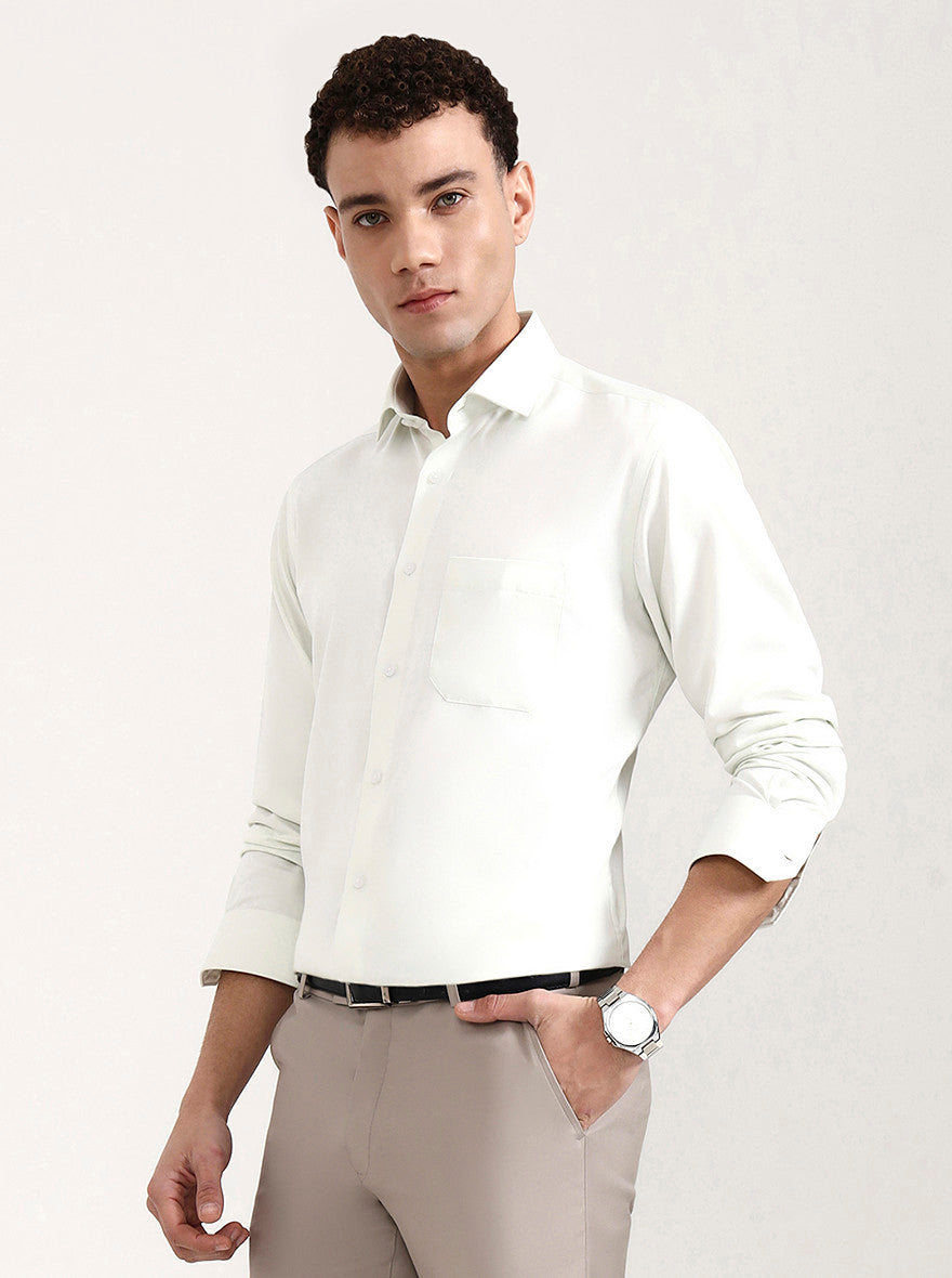 Pista Green Solid Slim Fit Formal Shirt | Greenfibre