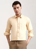 Light Yellow Solid Smart Fit Semi Casual Shirt | Greenfibre