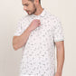 White Printed Slim Fit Polo T-Shirt | JadeBlue