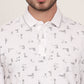 White Printed Slim Fit Polo T-Shirt | JadeBlue