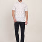 White Printed Slim Fit Polo T-Shirt | JadeBlue
