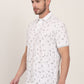 White Printed Slim Fit Polo T-Shirt | JadeBlue