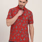 Rust Printed Slim Fit Polo T-Shirt | JadeBlue