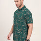 Bottol Green Printed Slim Fit Polo T-Shirt | JadeBlue