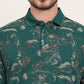Bottol Green Printed Slim Fit Polo T-Shirt | JadeBlue
