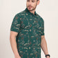 Bottol Green Printed Slim Fit Polo T-Shirt | JadeBlue