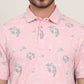 Pink Printed Slim Fit Polo T-Shirt | JadeBlue