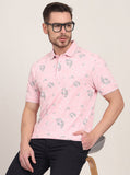 Pink Printed Slim Fit Polo T-Shirt | JadeBlue