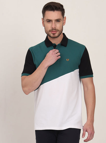 Multicolor Striped Slim Fit Polo T-Shirt | JadeBlue