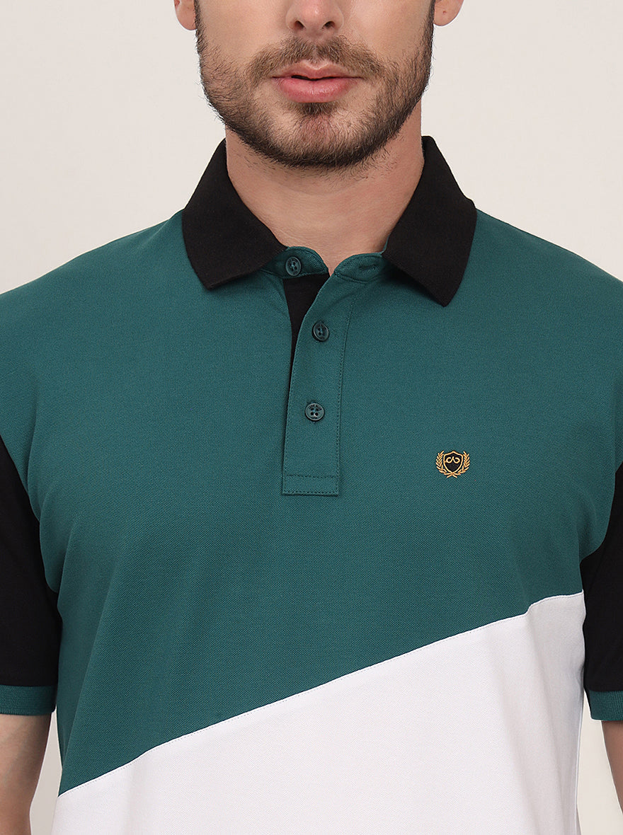 Multicolor Striped Slim Fit Polo T-Shirt | JadeBlue