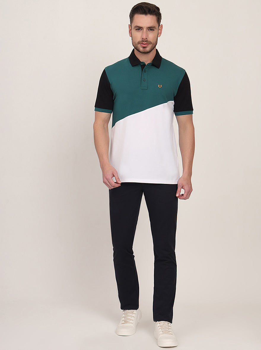 Multicolor Striped Slim Fit Polo T-Shirt | JadeBlue