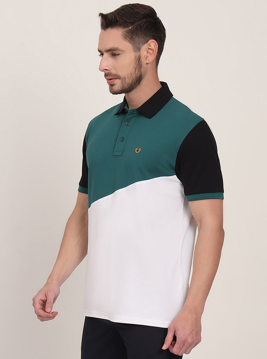 Multicolor Striped Slim Fit Polo T-Shirt | JadeBlue