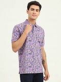 Lavender Printed Slim Fit Polo T-Shirt | Greenfibre