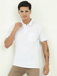 White Solid Slim Fit Polo T-Shirt | Greenfibre