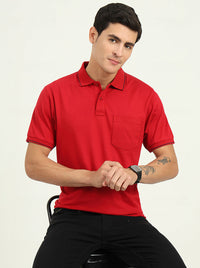 Red Solid Slim Fit Polo T-Shirt | Greenfibre