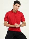 Red Solid Slim Fit Polo T-Shirt | Greenfibre