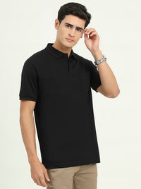 Black Solid Slim Fit Polo T-Shirt | Greenfibre