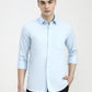 Aqua Blue Solid Smart Fit Semi Casual Shirt | Greenfibre