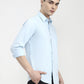 Aqua Blue Solid Smart Fit Semi Casual Shirt | Greenfibre