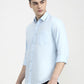 Aqua Blue Solid Smart Fit Semi Casual Shirt | Greenfibre