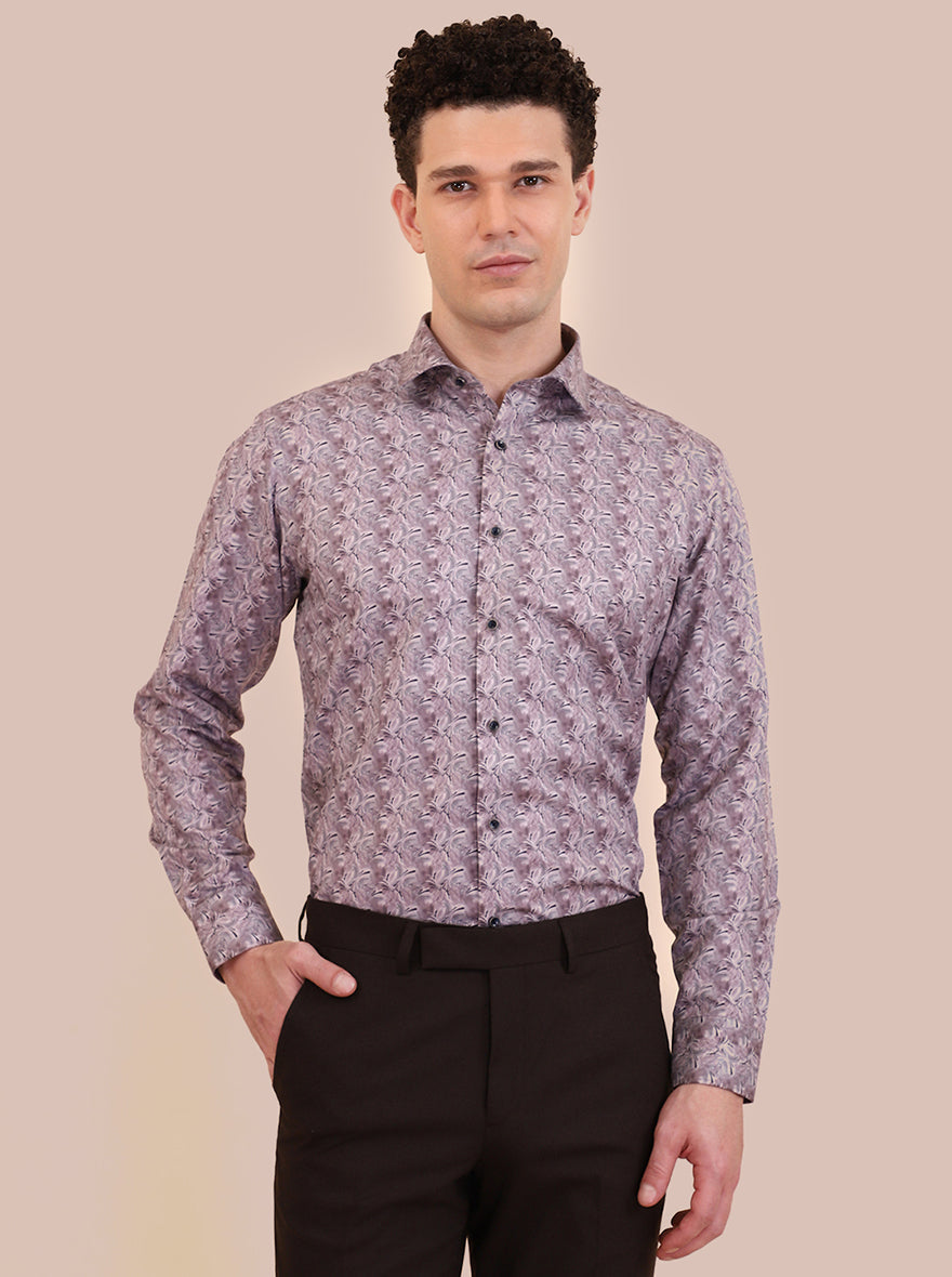 Brown Printed Slim Fit Party Wear Shirt | Greenfibre