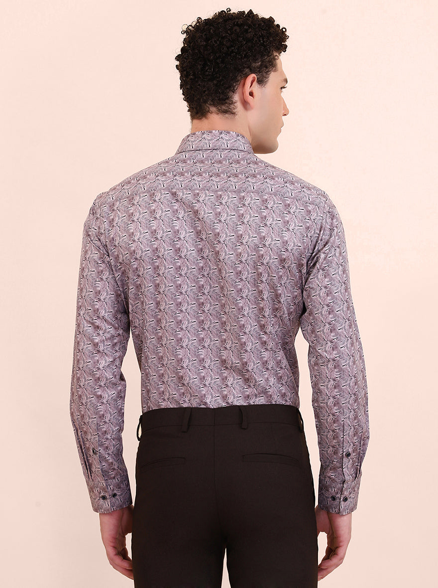 Brown Printed Slim Fit Party Wear Shirt | Greenfibre