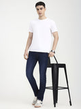 Dark Blue Solid Narrow Fit Jeans | Greenfibre