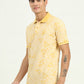 Light Yellow Printed Slim Fit Polo T-Shirt | Greenfibre