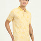 Light Yellow Printed Slim Fit Polo T-Shirt | Greenfibre