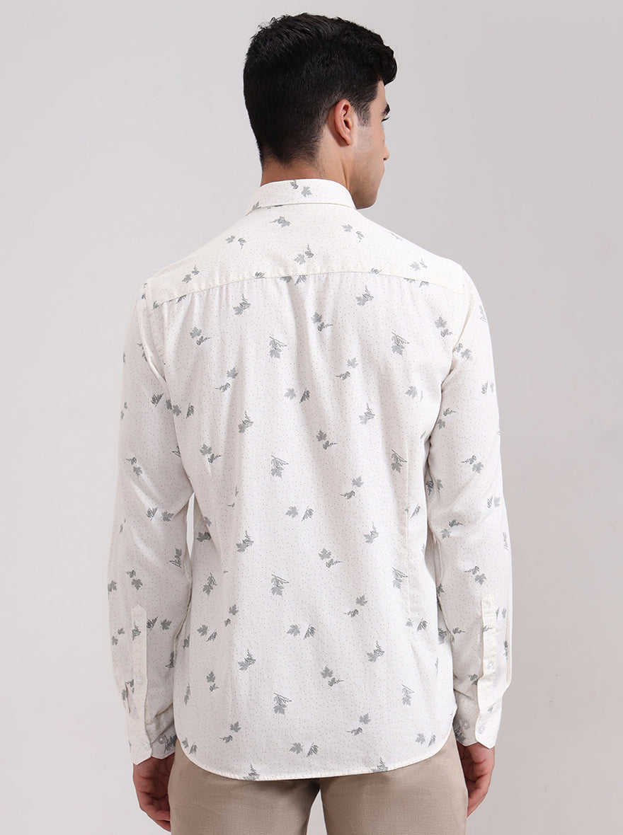 White Printed Smart Fit Semi Casual Shirt | Greenfibre