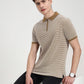 Khaki & White Checked Slim Fit Polo T-Shirt | Greenfibre