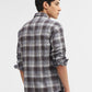 Dark Grey Checked Slim Fit Casual Shirt | Greenfibre