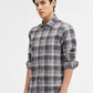 Dark Grey Checked Slim Fit Casual Shirt | Greenfibre