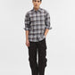 Dark Grey Checked Slim Fit Casual Shirt | Greenfibre