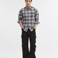 Dark Grey Checked Slim Fit Casual Shirt | Greenfibre